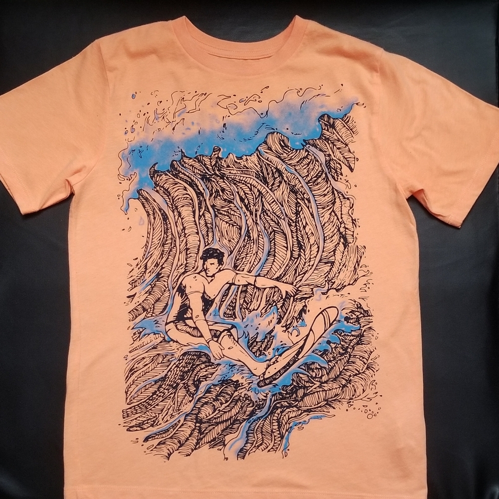 Children's Place Boys Size 7/8 Surfer Tshirt Orange
